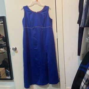 Size 18 Blue formal dress with gem accents and slit